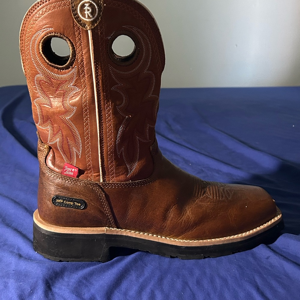 Tony Lama Tan Leather Cowboy Boots steel toe Make a reasonable Offer. - Picture 3 of 9